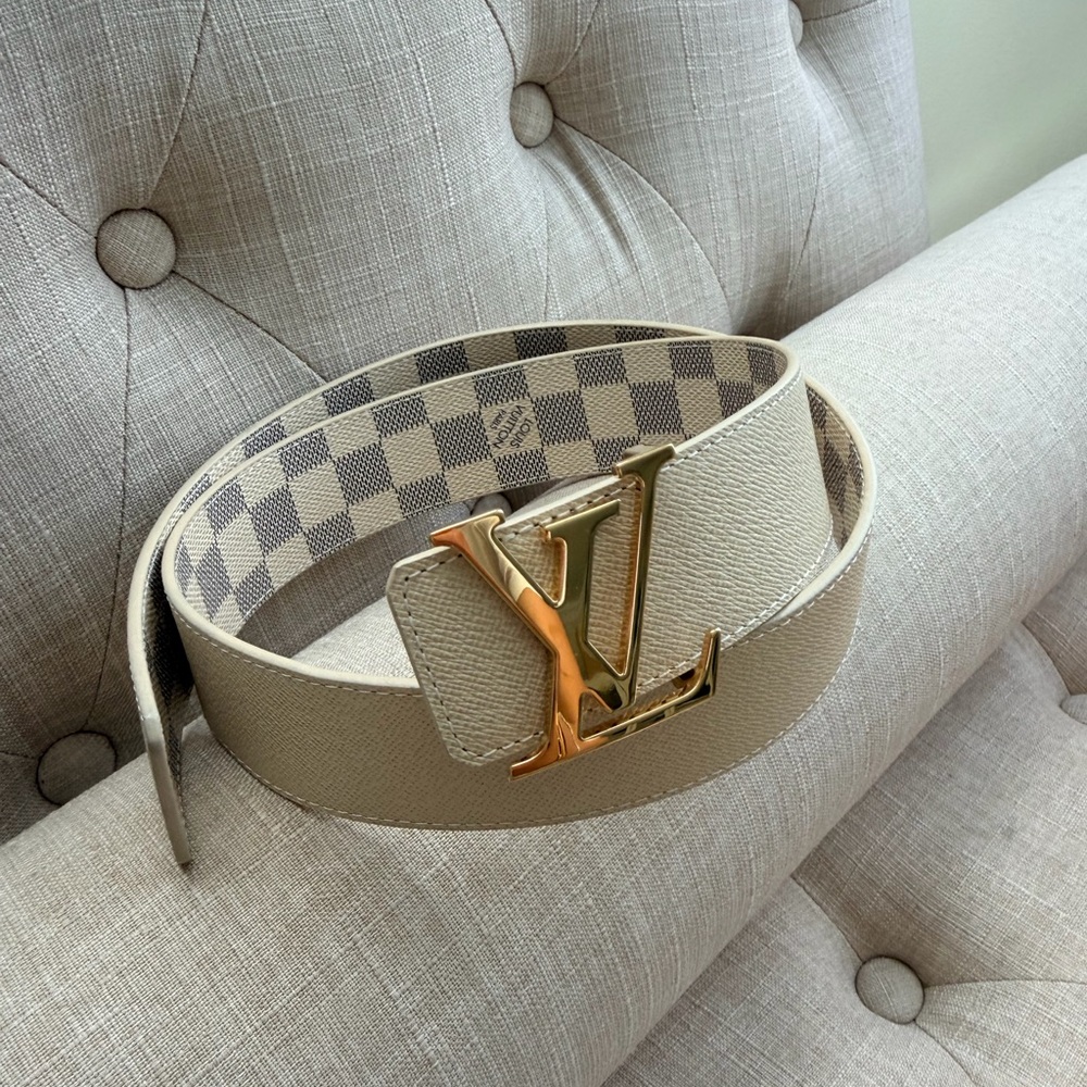 Louis Vuitton Beige Reversible Belt with Gold LV Buckle - Picture 1 of 5